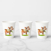 Schattigee Cartoon Dairy Koe met Bloem en Gras Papieren Bekers