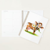 Schattigee Cartoon Dairy Koe met Bloem en Gras Planner (Display)