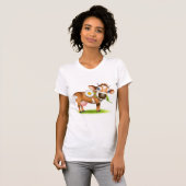 Schattigee Cartoon Dairy Koe met Bloem en Gras T-shirt (Voorkant volledig)