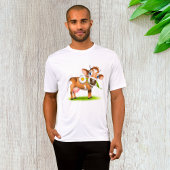 Schattigee Cartoon Dairy Koe met Bloem en Gras T-shirt
