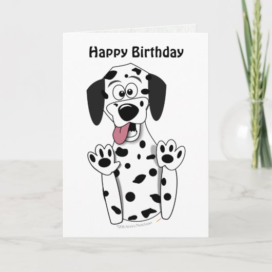 Schattigee Cartoon Dalmatische Hond Verjaardag Kaa Kaart (Voorkant)
