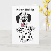 Schattigee Cartoon Dalmatische Hond Verjaardag Kaa Kaart (Gele Bloem)