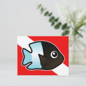 Schattigee Cartoon Damselfish Duikvlag Briefkaart (Staand voorkant)