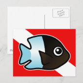 Schattigee Cartoon Damselfish Duikvlag Briefkaart (Voorkant / Achterkant)