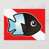 Schattigee Cartoon Damselfish Duikvlag Briefkaart (Voorkant)