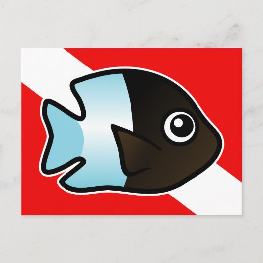 Schattigee Cartoon Damselfish Duikvlag Briefkaart (Voorkant)