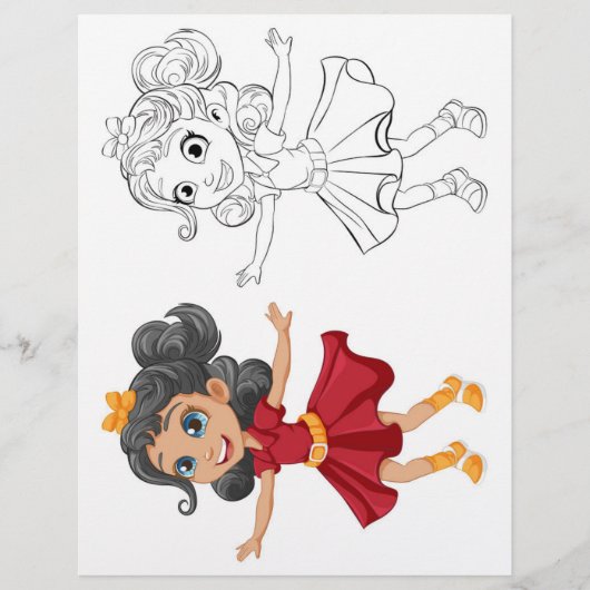 Schattigee Cartoon dansen meisje kleurplaat Flyer (Voorkant)
