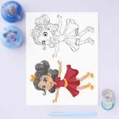 Schattigee Cartoon dansen meisje kleurplaat Flyer (Enkel)