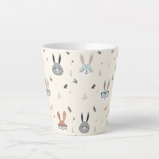 Schattigee cartoon dierengezichten latte mok (Voorkant)