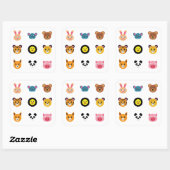 Schattigee cartoon dierengezichten vierkante sticker (Vel)