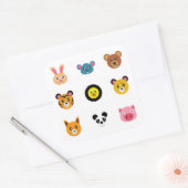 Schattigee cartoon dierengezichten vierkante sticker (Envelop)