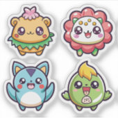 Schattigee Cartoon Dierlijke Sticker Set (Voorkant)