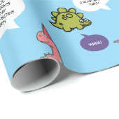 Schattigee Cartoon Dino Bedankt Roze & Groene Dino Cadeaupapier (Rol Hoek)