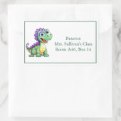 Schattigee Cartoon Dinosaur Kind Nametag Rechthoekige Sticker (Tas)