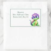 Schattigee Cartoon Dinosaur Kind Nametag Rechthoekige Sticker (Tas)