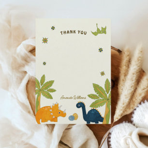 Schattigee Cartoon dinosaurus Baby shower Bedankkaart