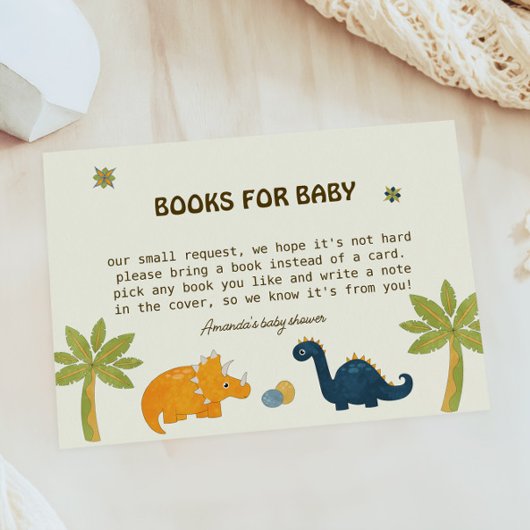 Schattigee Cartoon Dinosaurus Baby shower Boeken v Informatiekaartje