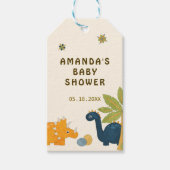 Schattigee Cartoon dinosaurus Baby shower Cadeaulabel (Voorkant)