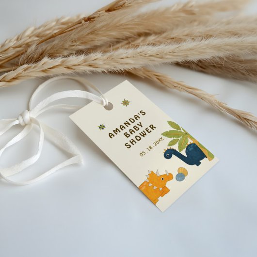 Schattigee Cartoon dinosaurus Baby shower Cadeaulabel