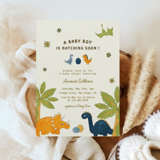Schattigee Cartoon dinosaurus Baby shower Kaart