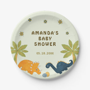 Schattigee Cartoon dinosaurus Baby shower Papieren Bordje