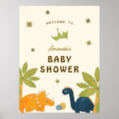 Schattigee Cartoon dinosaurus Baby shower Poster (Voorkant)