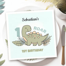 Schattigee Cartoon Dinosaurus Blauw Groen Jongen 1