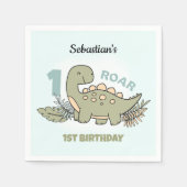 Schattigee Cartoon Dinosaurus Blauw Groen Jongen 1 Servet (Voorkant)