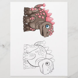 Schattigee Cartoon dinosaurus kleurplaat Flyer