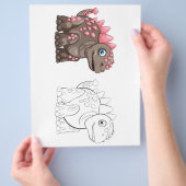 Schattigee Cartoon dinosaurus kleurplaat Flyer (Hand)