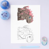 Schattigee Cartoon dinosaurus kleurplaat Flyer (Enkel)