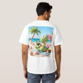 Schattigee Cartoon Dinosaurus Ontspannen op het Be T-shirt (Achterkant volledig)