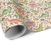 Schattigee Cartoon Dinosaurus Patroon Cadeaupapier (Rol Hoek)