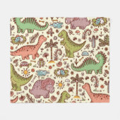 Schattigee Cartoon Dinosaurus  Patroon Fleece Deken (Voorkant (Horizontaal))