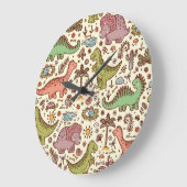 Schattigee Cartoon Dinosaurus  Patroon Grote Klok (Hoek)