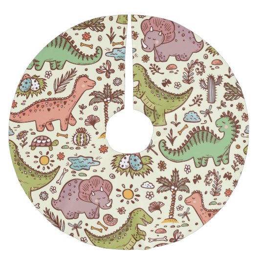 Schattigee Cartoon Dinosaurus Patroon Kerstboom Rok (Voorkant)