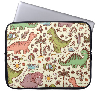 Schattigee Cartoon Dinosaurus  Patroon Laptop Sleeve