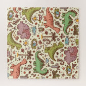 Schattigee Cartoon Dinosaurus  Patroon Legpuzzel (Horizontaal)
