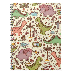Schattigee Cartoon Dinosaurus Patroon Notitieboek