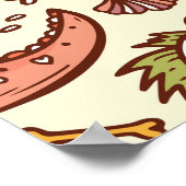 Schattigee Cartoon Dinosaurus  Patroon Poster (Hoek)