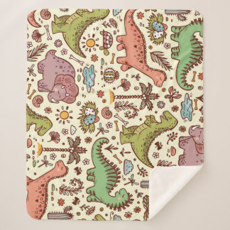 Schattigee Cartoon Dinosaurus  Patroon Sherpa Deken