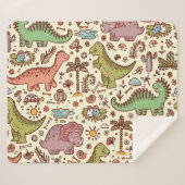 Schattigee Cartoon Dinosaurus Patroon Sherpa Deken (Voorkant (horizontaal))