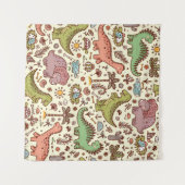 Schattigee Cartoon Dinosaurus  Patroon Wandkleed (Voorkant (horizontaal))