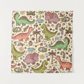 Schattigee Cartoon Dinosaurus  Patroon Wandkleed (Voorkant)