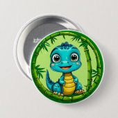 Schattigee cartoon dinosaurus ronde button 7,6 cm (Voorkant /achterkant)