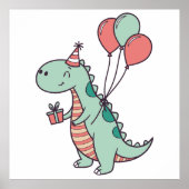 Schattigee Cartoon Dinosaurus Verjaardag Ontwerp Poster (Voorkant)