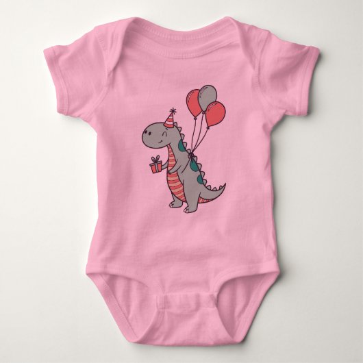 Schattigee Cartoon Dinosaurus Verjaardag Ontwerp Romper (Voorkant)