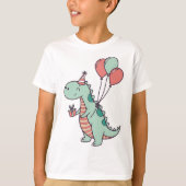 Schattigee Cartoon Dinosaurus Verjaardag Ontwerp T-shirt (Voorkant)
