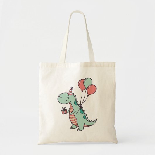 Schattigee Cartoon Dinosaurus Verjaardag Ontwerp Tote Bag (Voorkant)