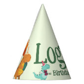 Schattigee Cartoon Dinosaurus Verjaardagsfeest Feesthoedjes (Links)